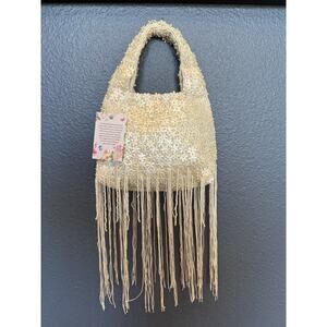 Viral 🔥 Handcrafted in India Floral Fully Beaded Handbag~Fringes Boho NWT
